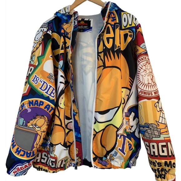 Garfield X Members Only Jacket Mesh Lining & Zip Closure Large Unisex 9042 - Picture 8 of 11